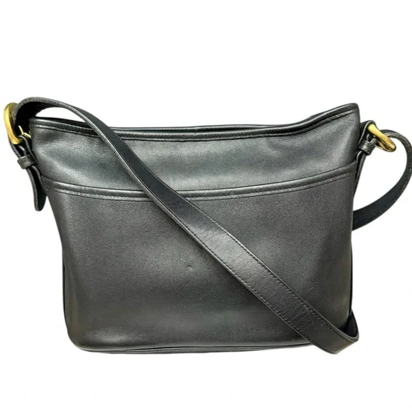 Vintage 90s Coach Worth Bag 4143 Black Glove-Tanned Leather Shoulder Bag - Picture 1 of 17